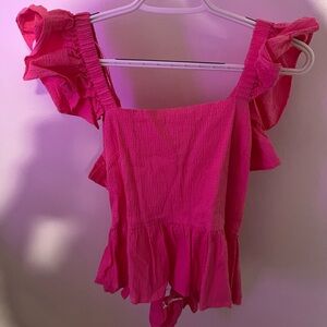 Ami Pink Top with Bow Back